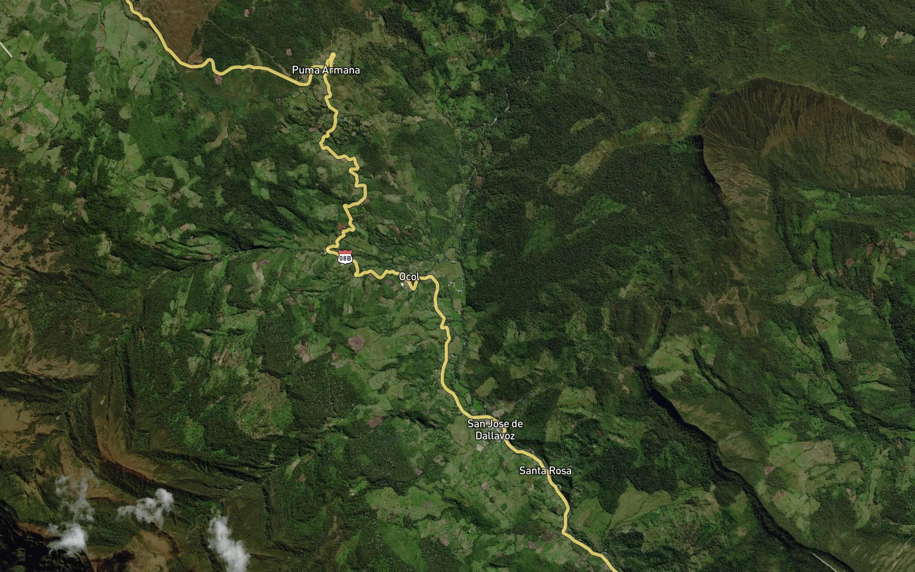 Satellite map of the Quebrada Sumichaca