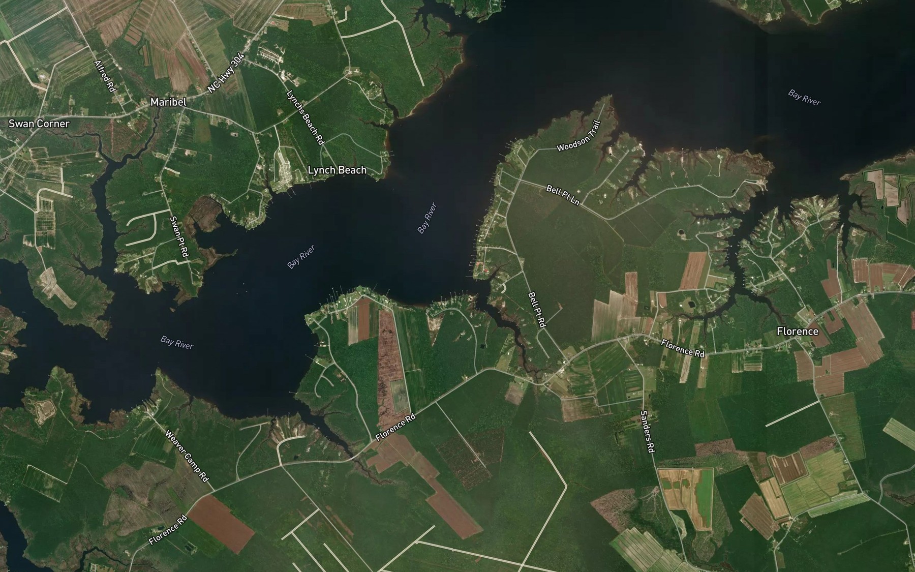 Satellite map of the Moore Creek