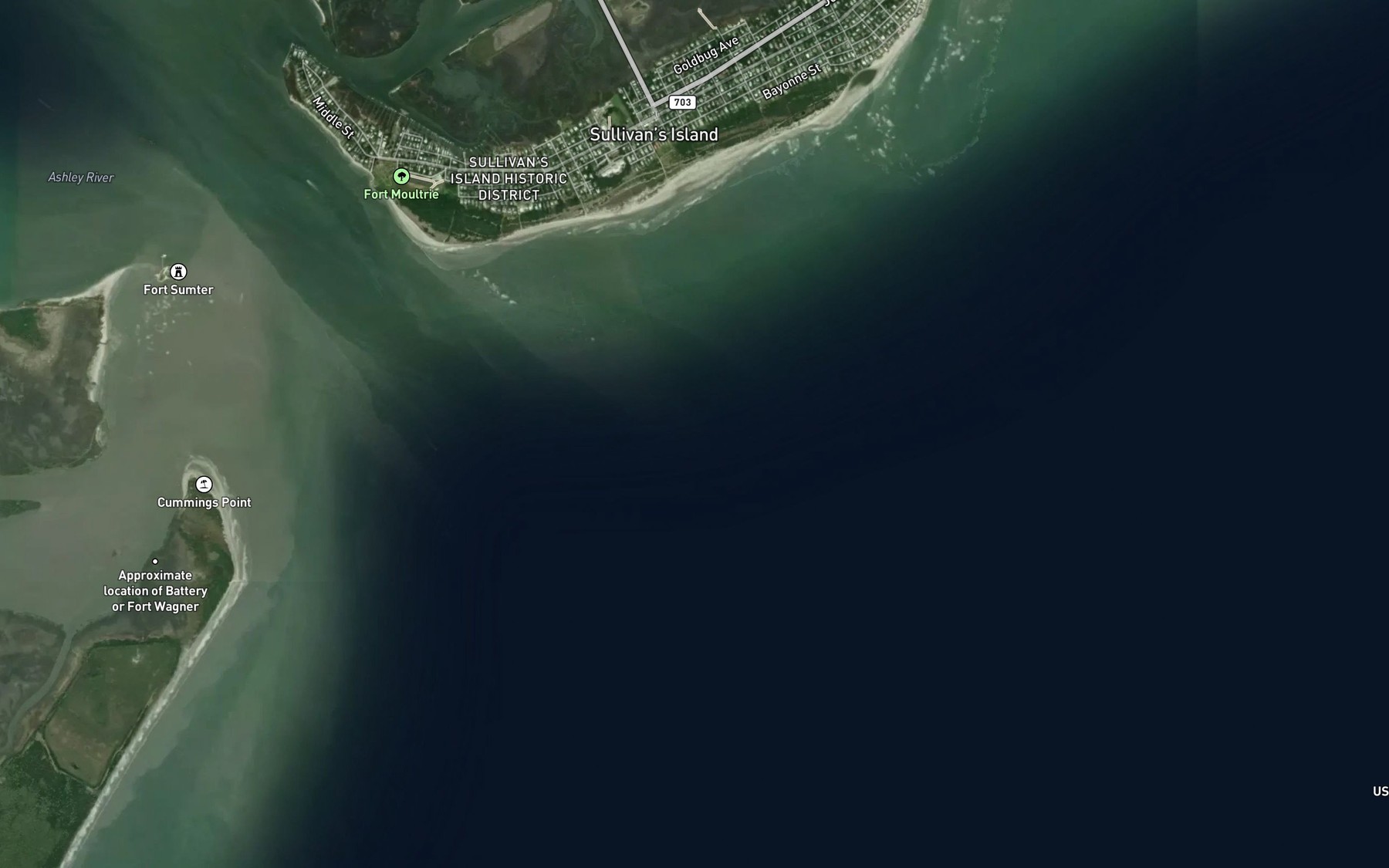 Satellite map of the North Channel (historical)