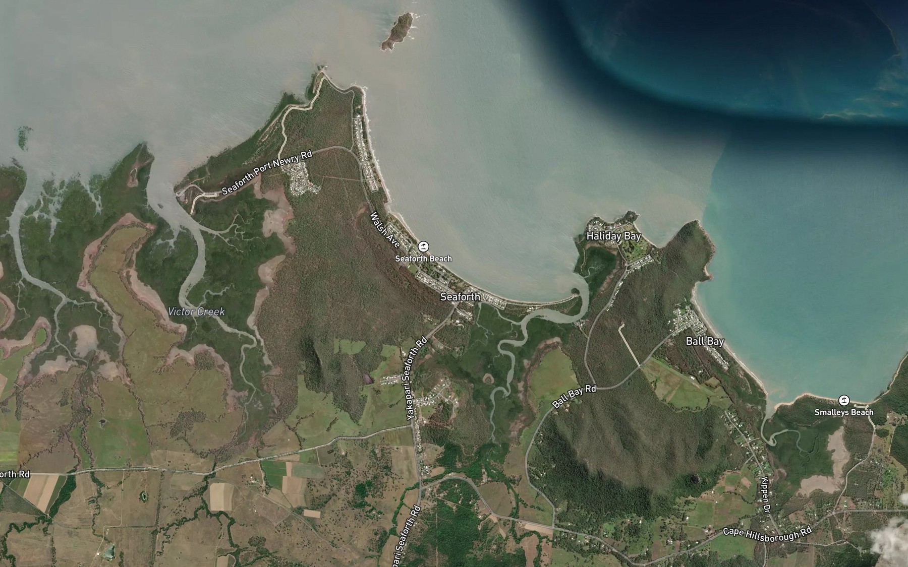 Satellite map of the Sandfly Creek