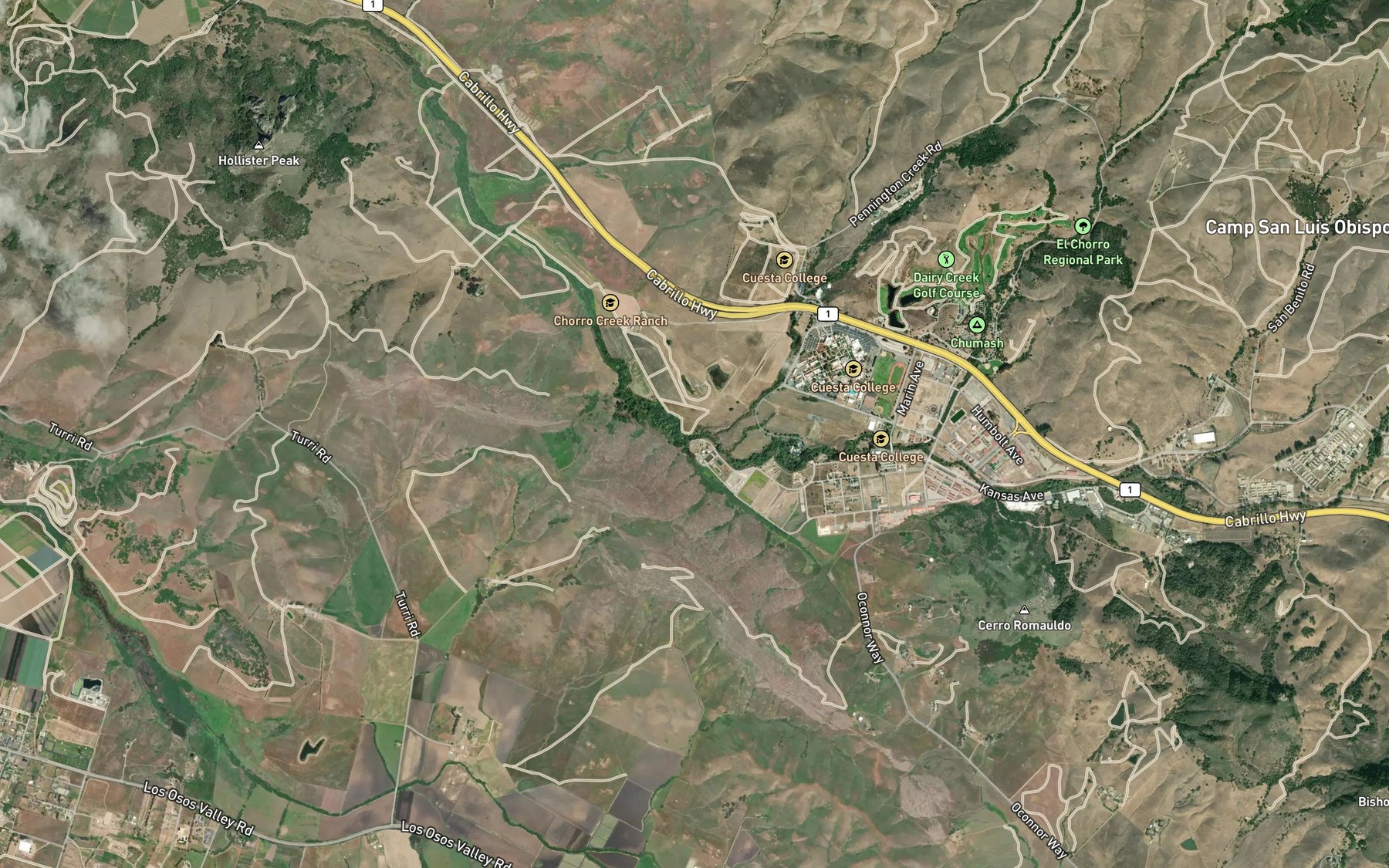 Satellite map of the Pennington Creek