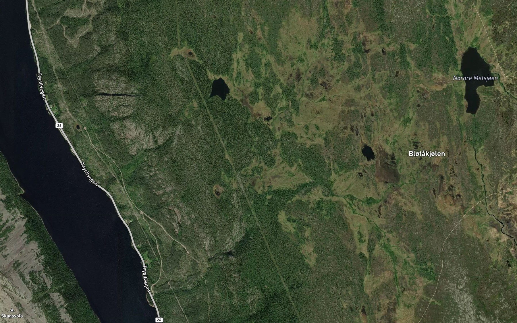 Satellite map of the Nordre Harrbekken