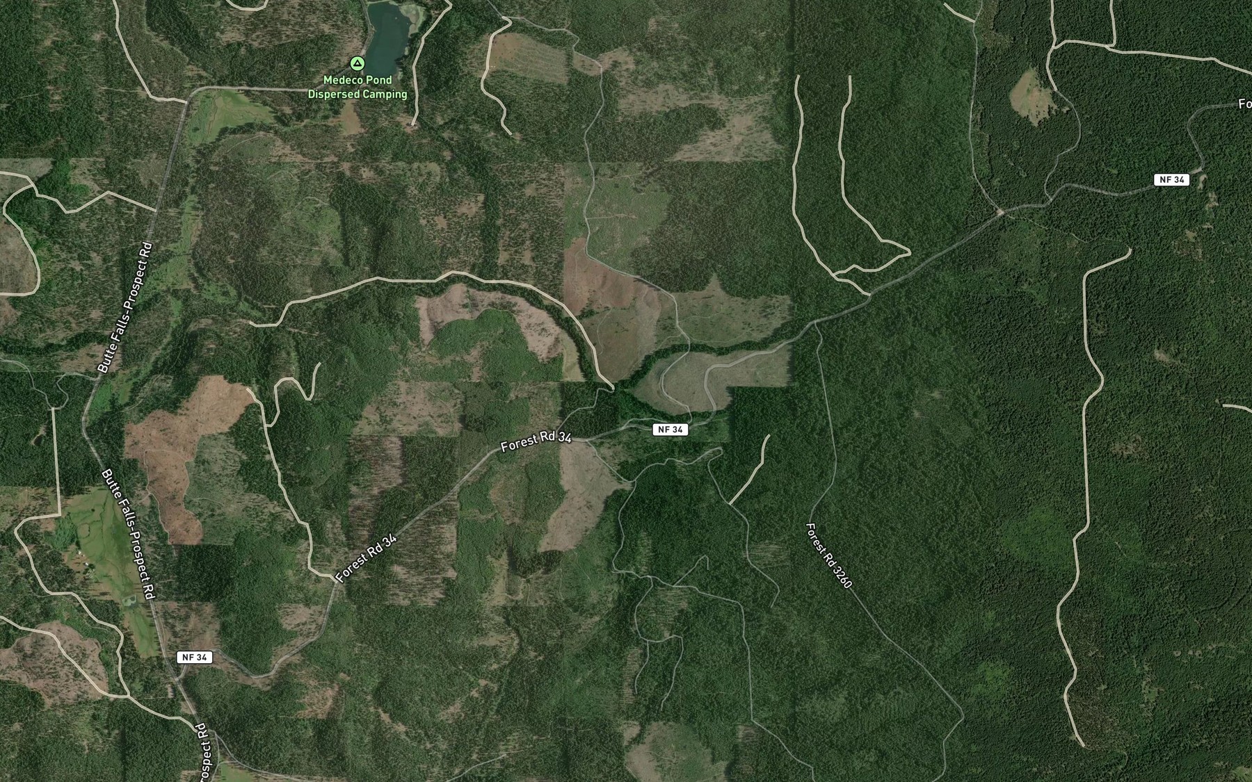 Satellite map of the Cur Creek