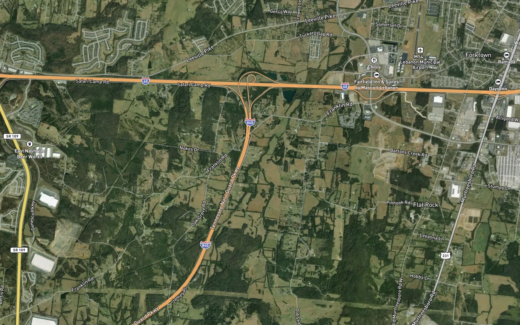 Satellite map of the West Fork Bartons Creek
