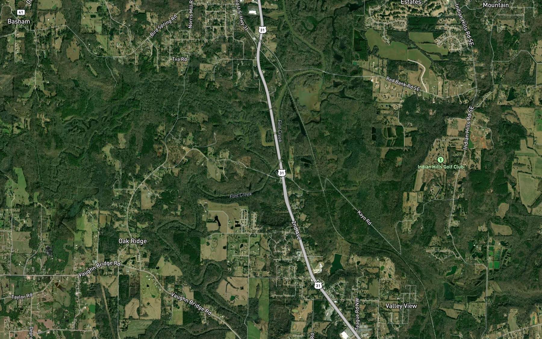 Satellite map of the West Flint Creek