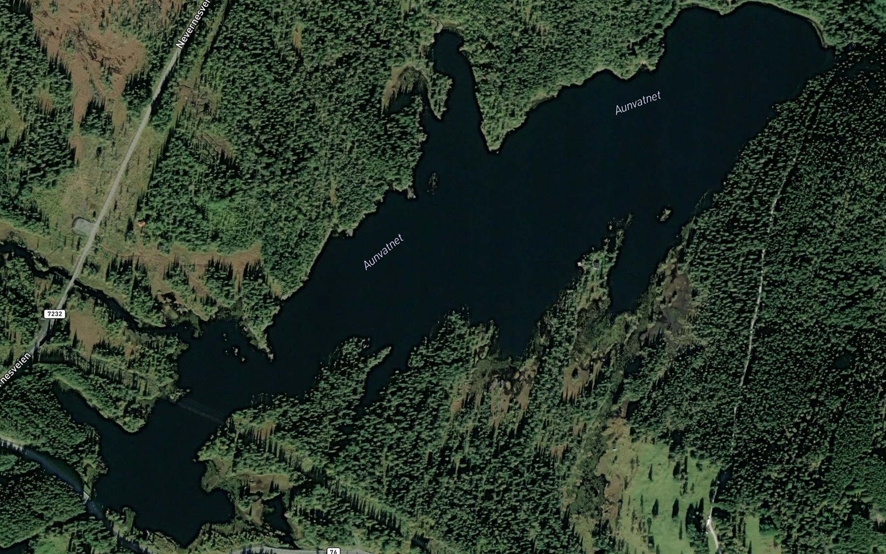 Satellite map of the Aunvatnet