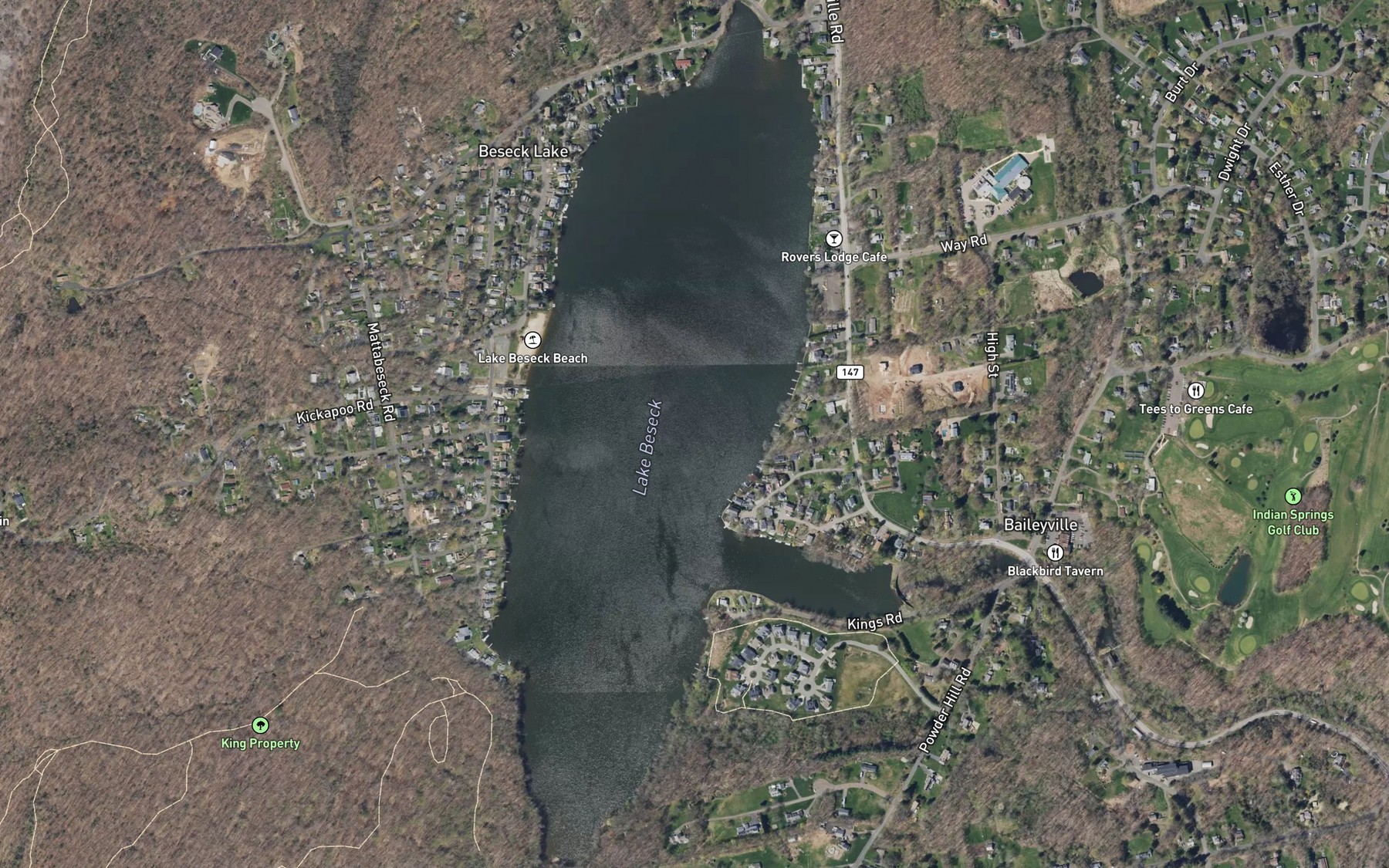 Satellite map of the Beseck Lake