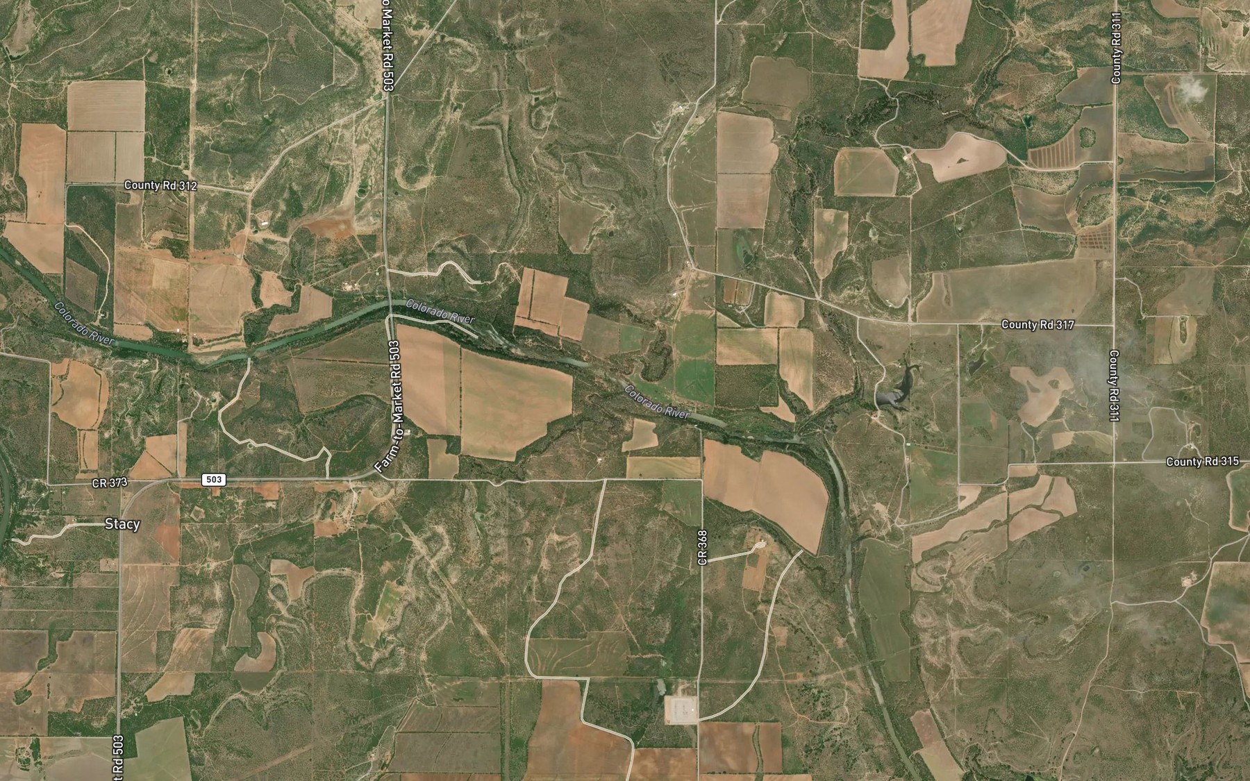 Satellite map of the Bois d'Arc Creek