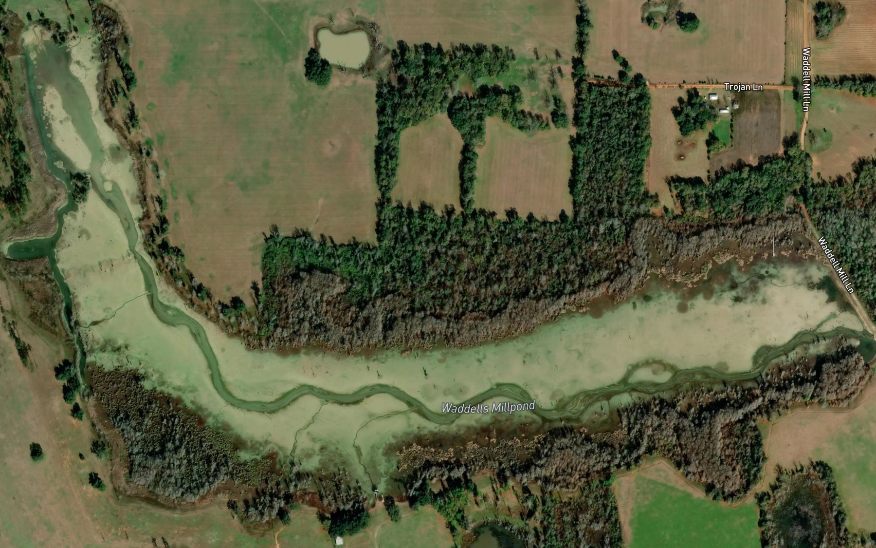 Satellite map of the Waddells Mill Pond