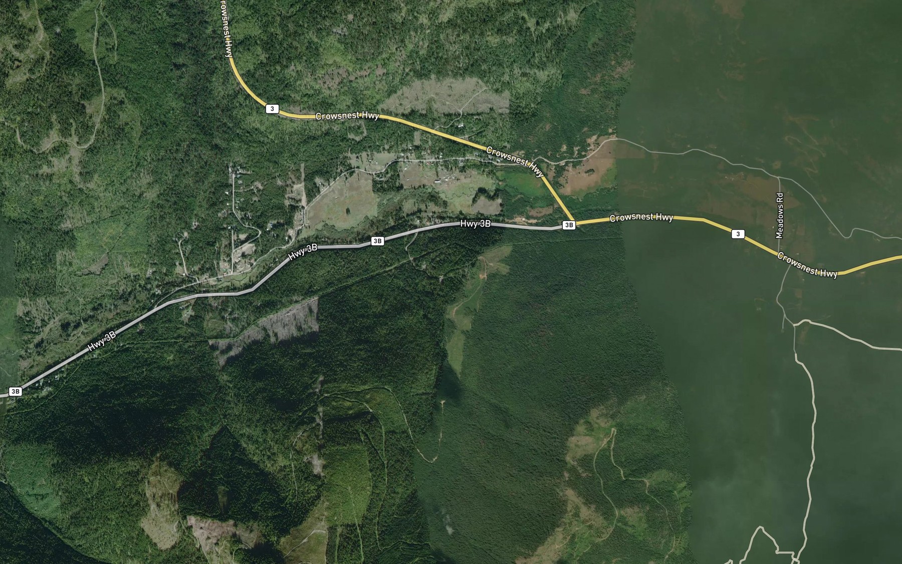 Satellite map of the Query Creek