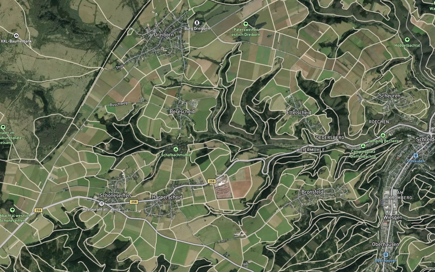 Satellite map of the Schafbach