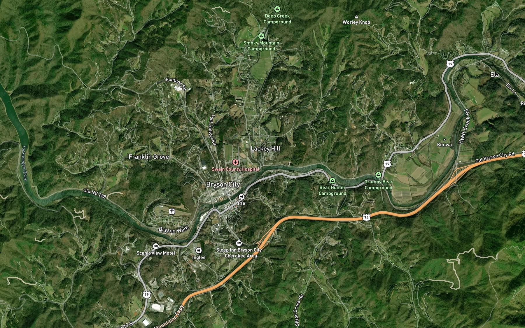 Satellite map of the Deep Creek
