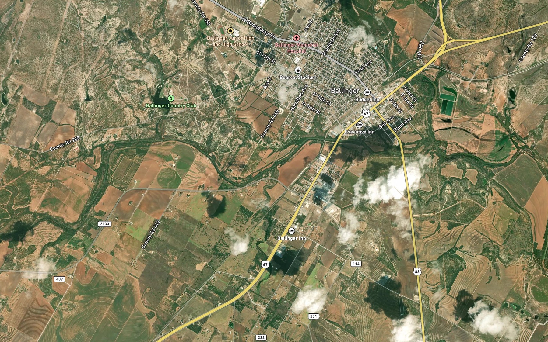 Satellite map of the Sand Branch