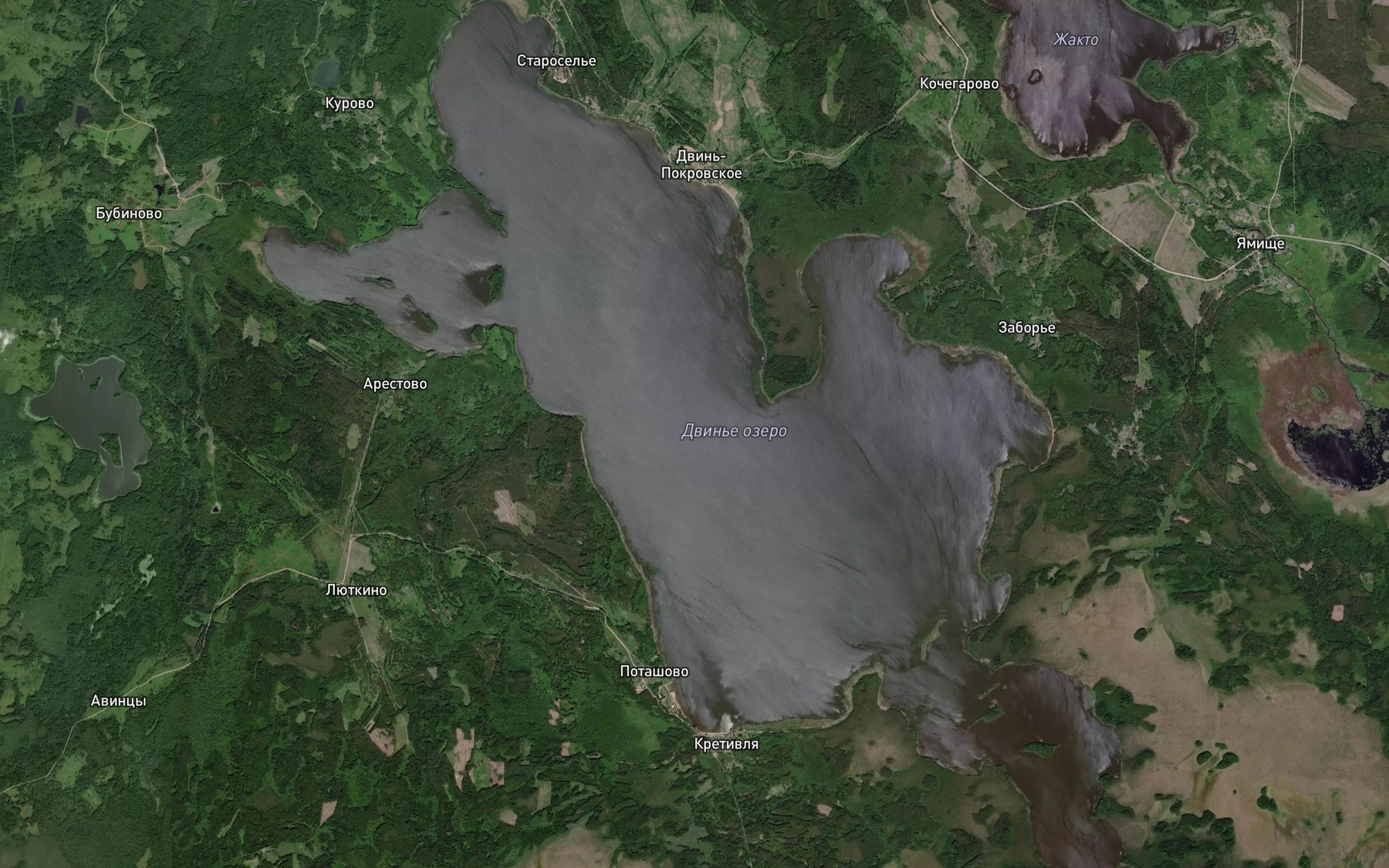 Satellite map of the Ozero Dvin'ye