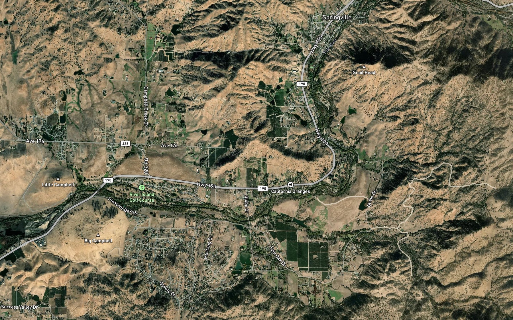 Satellite map of the Pleasant Valley Ditch