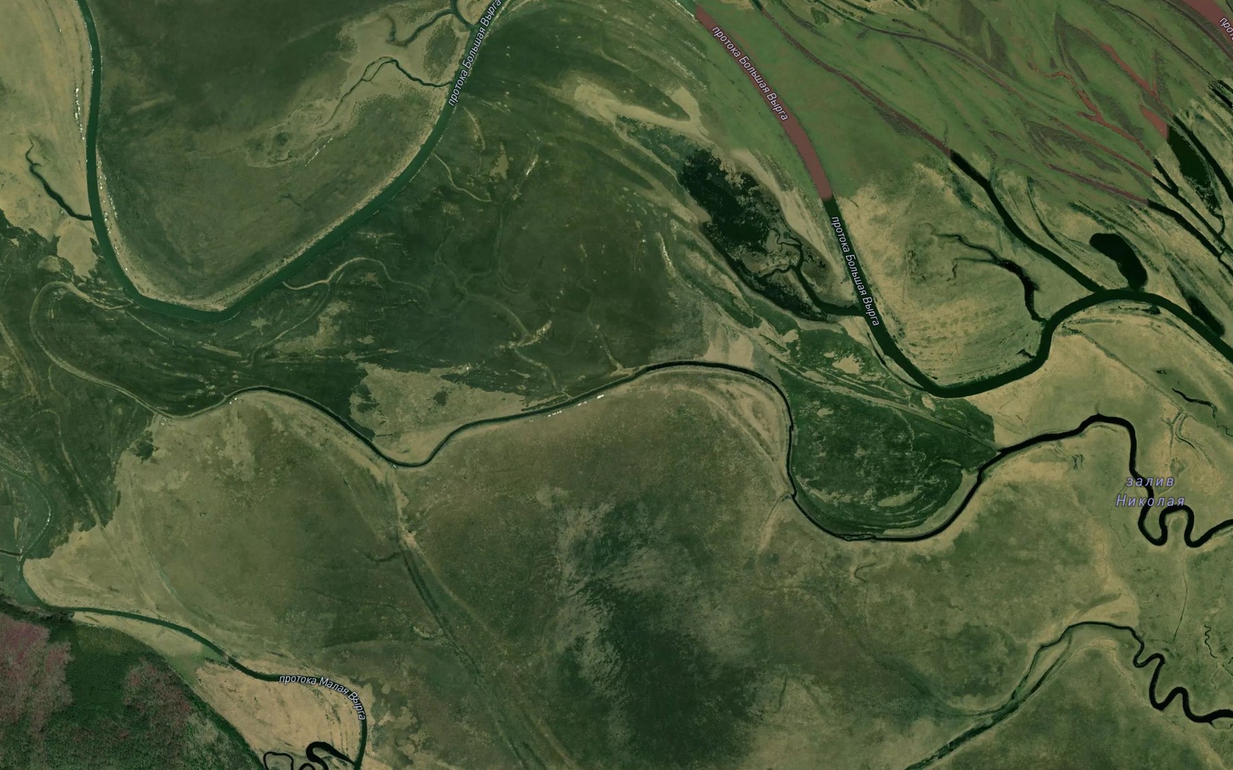 Satellite map of the Zaliv Nikolaya
