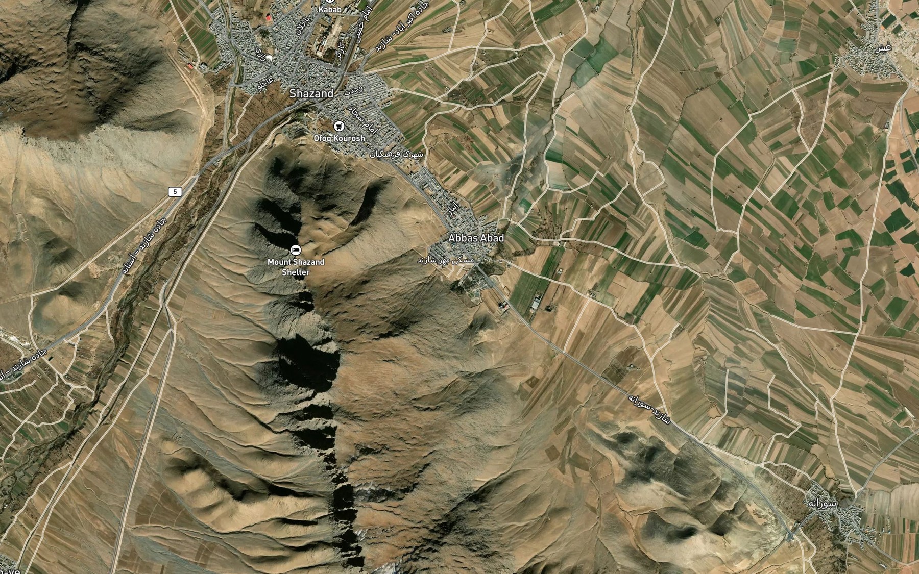 Satellite map of the Cheshmeh-ye Suneh