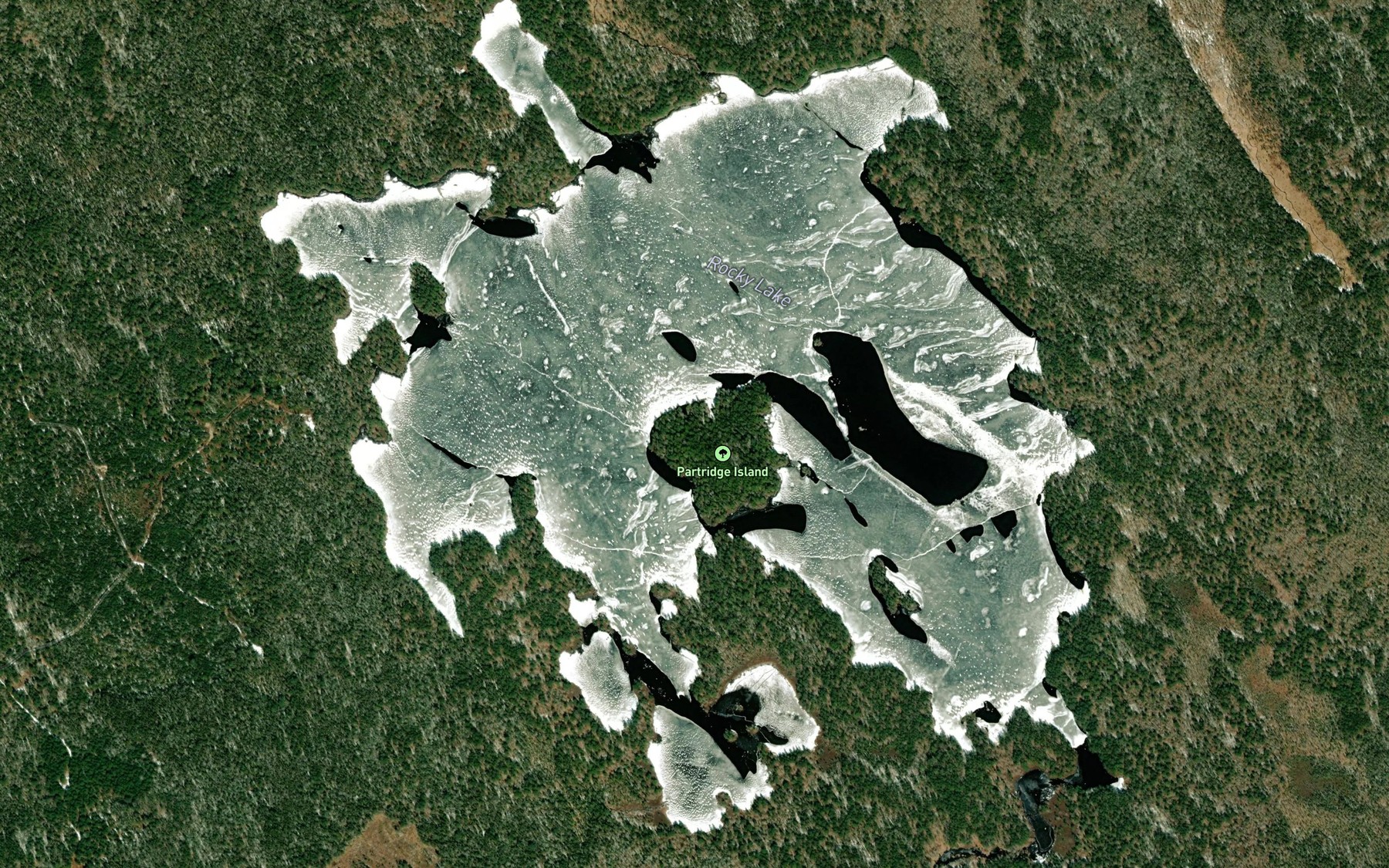 Satellite map of the Rocky Lake