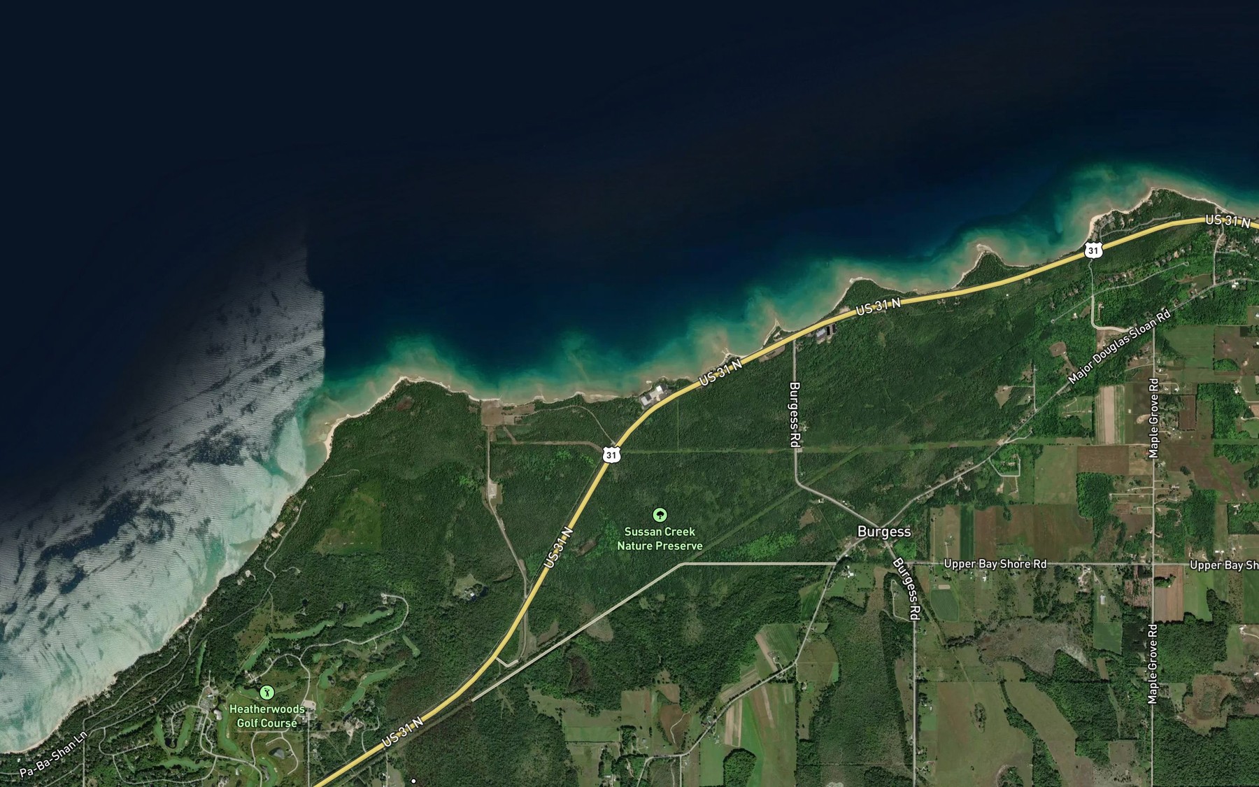 Satellite map of the Susan Creek