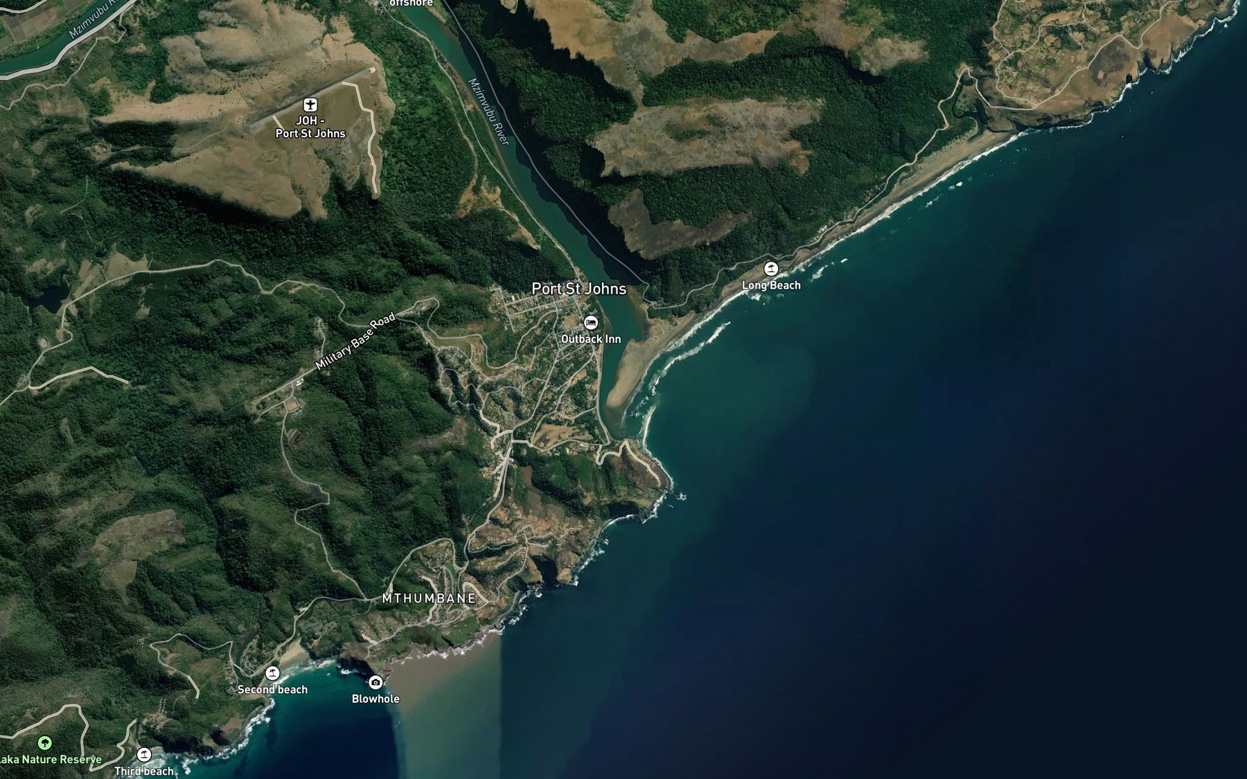 Satellite map of the Umzimvubu River