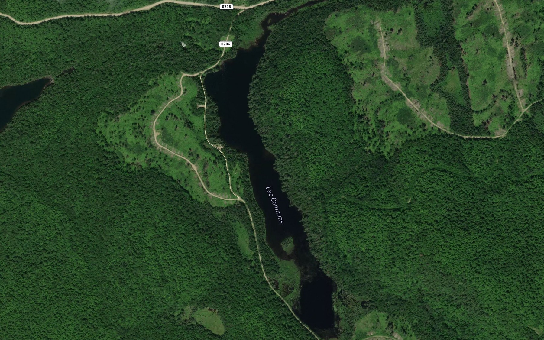 Satellite map of the Lac Commins