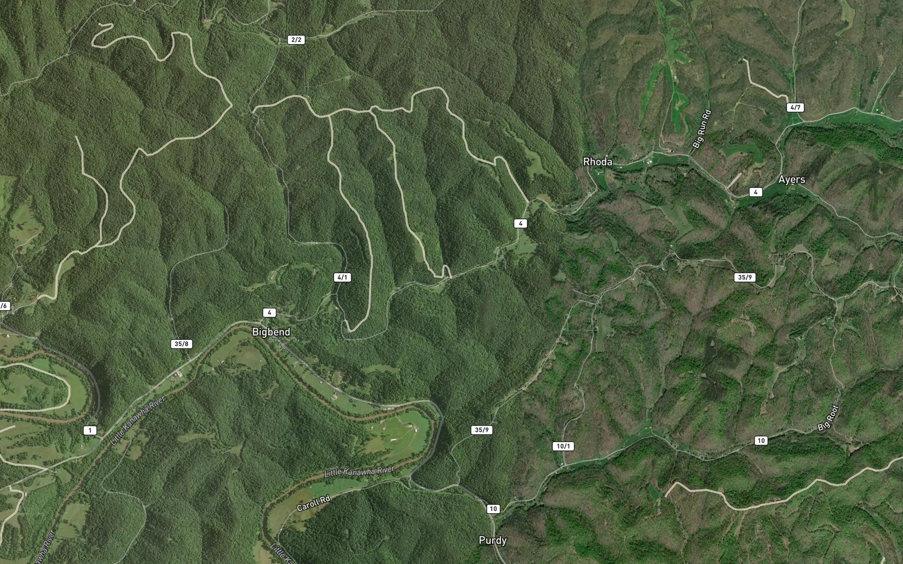 Satellite map of the Buck Shuck Run