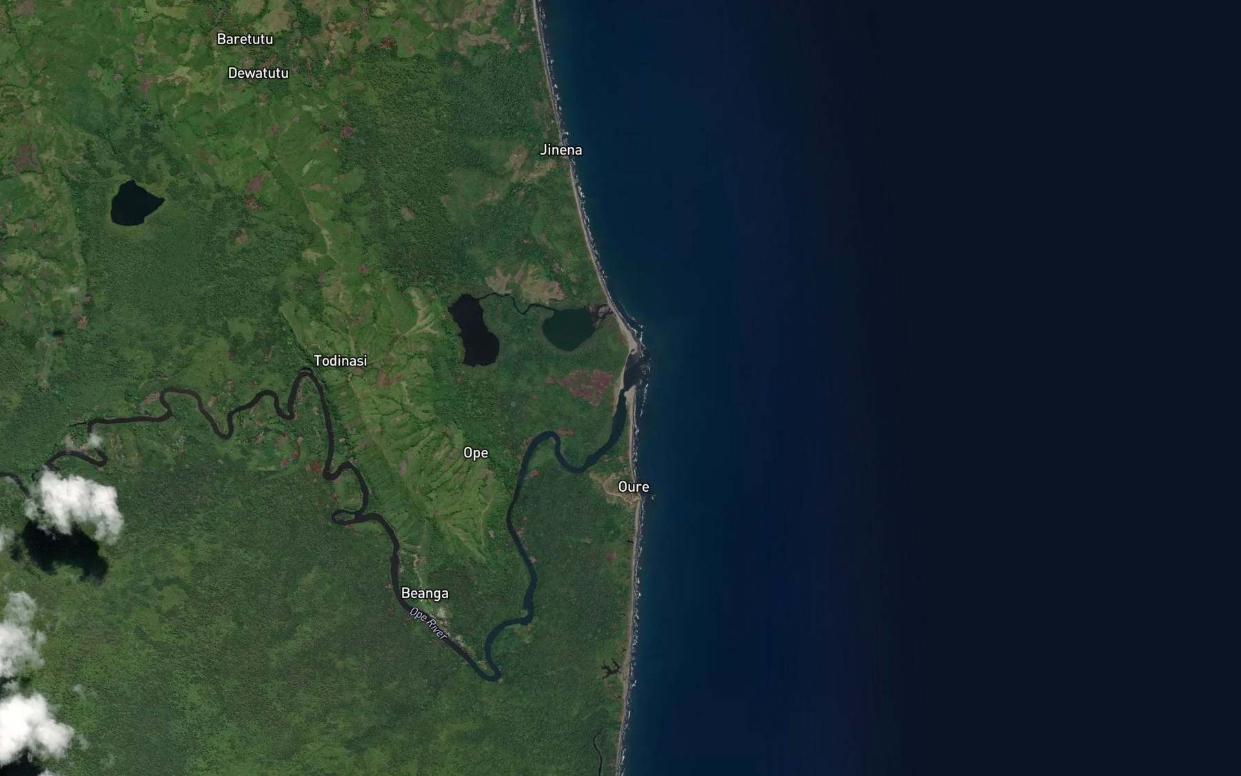 Satellite map of the Opi River