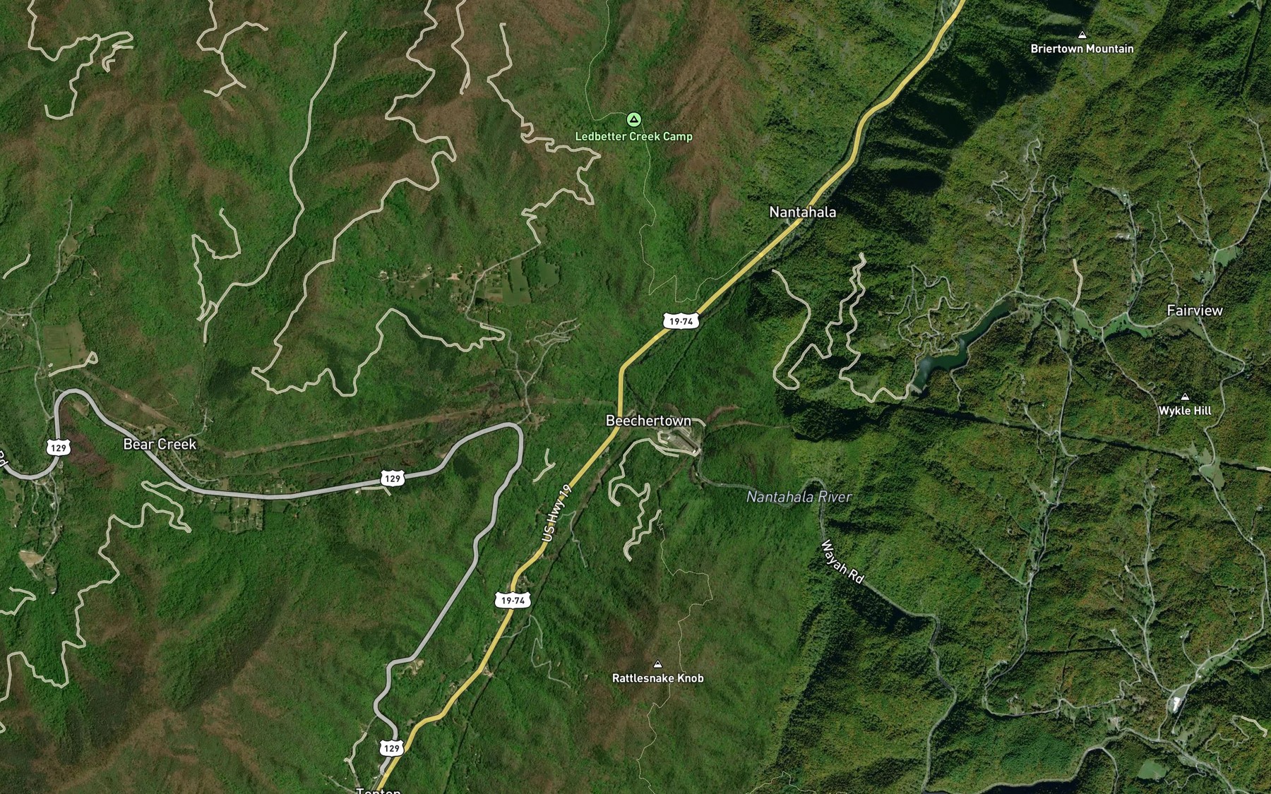 Satellite map of the Rowlin Creek