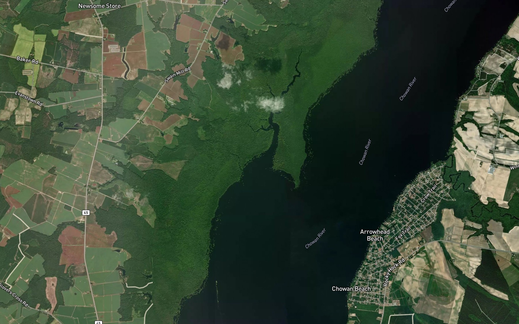 Satellite map of the Keel Creek