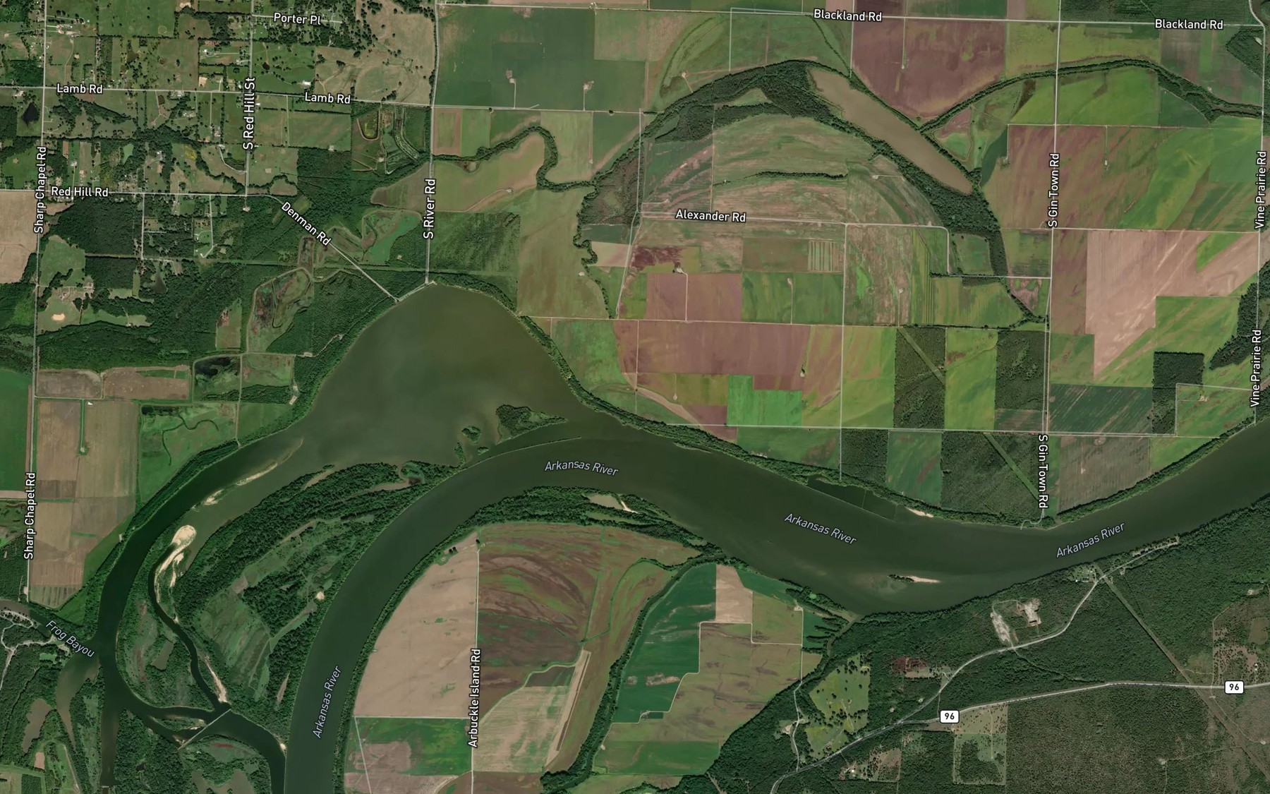 Satellite map of the Crooked Slough