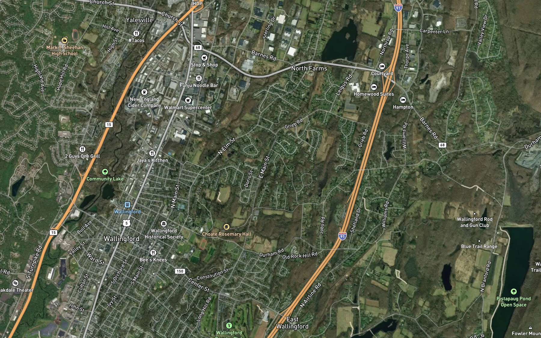 Satellite map of the Catlin Brook