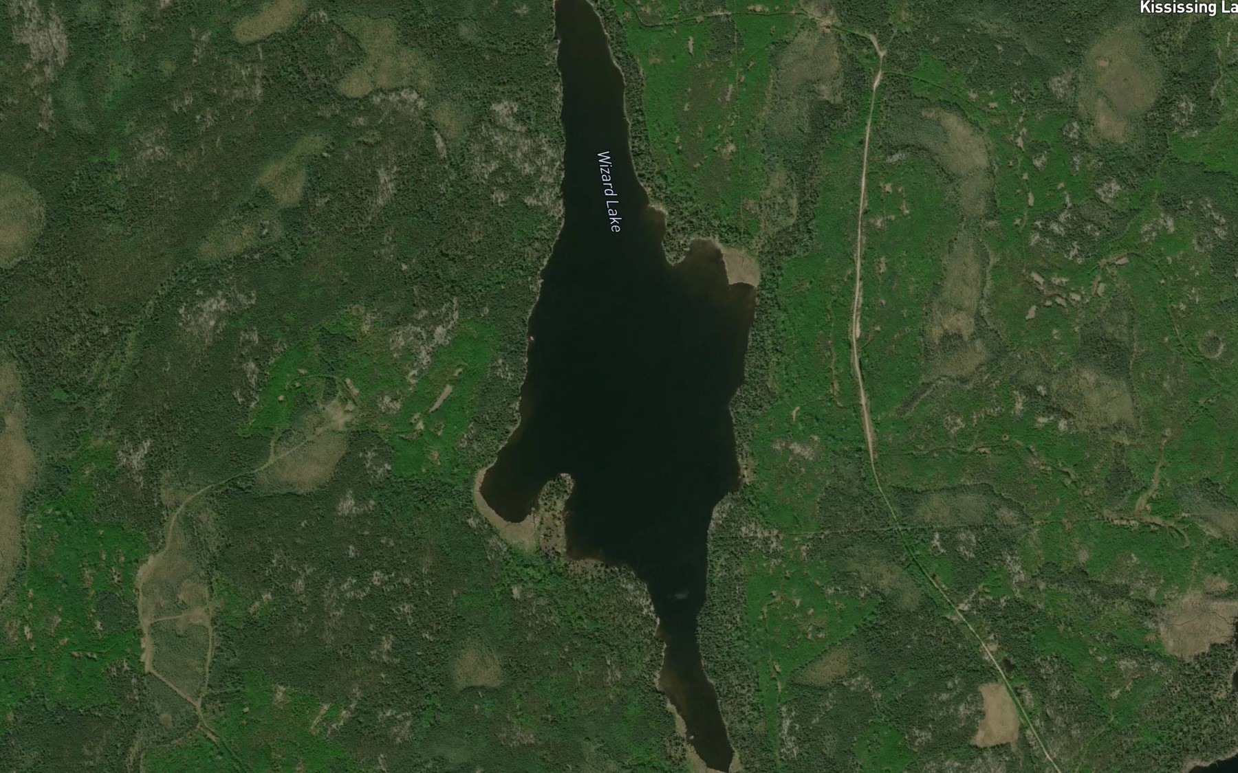 Satellite map of the Wizard Lake