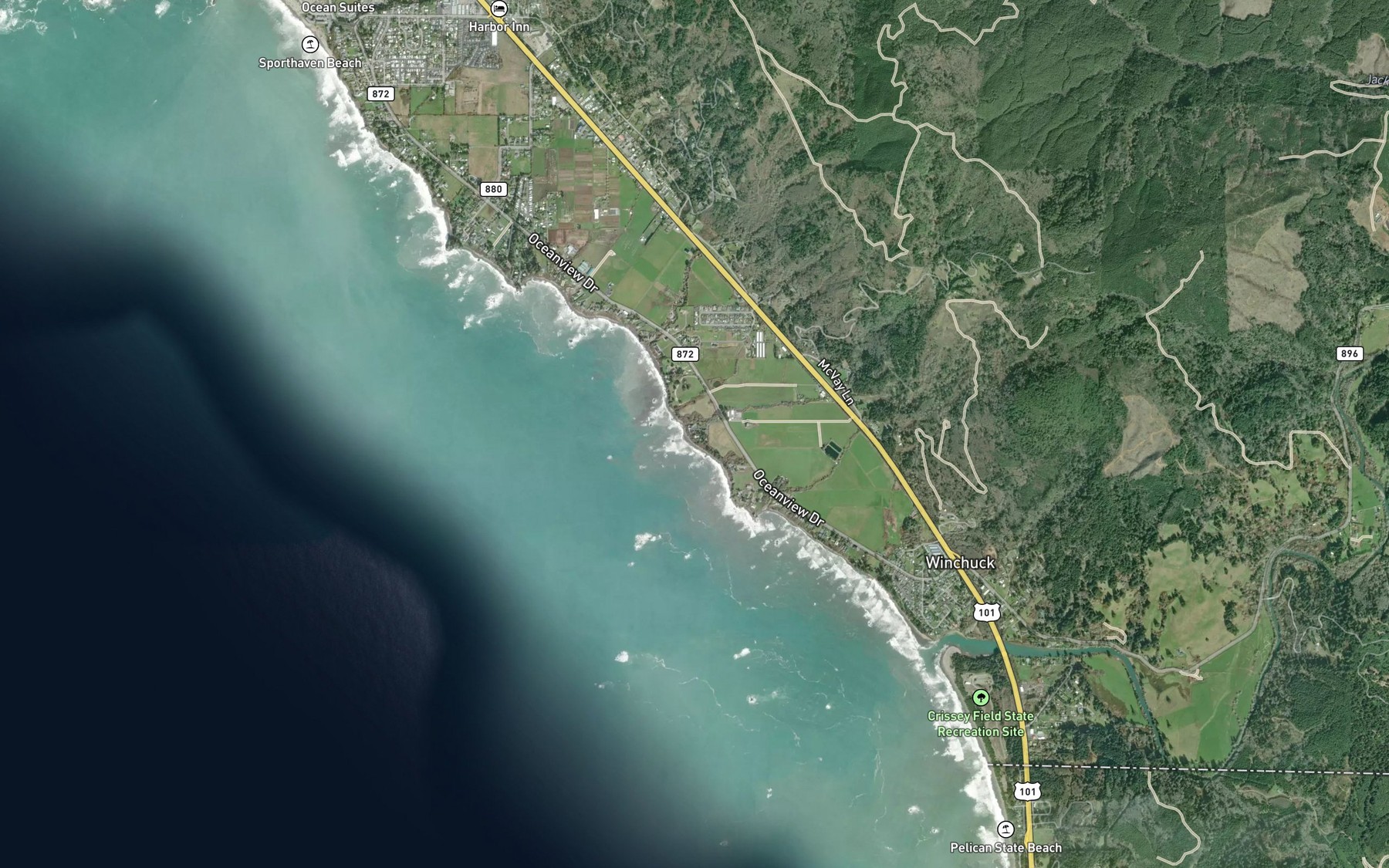 Satellite map of the McVay Creek