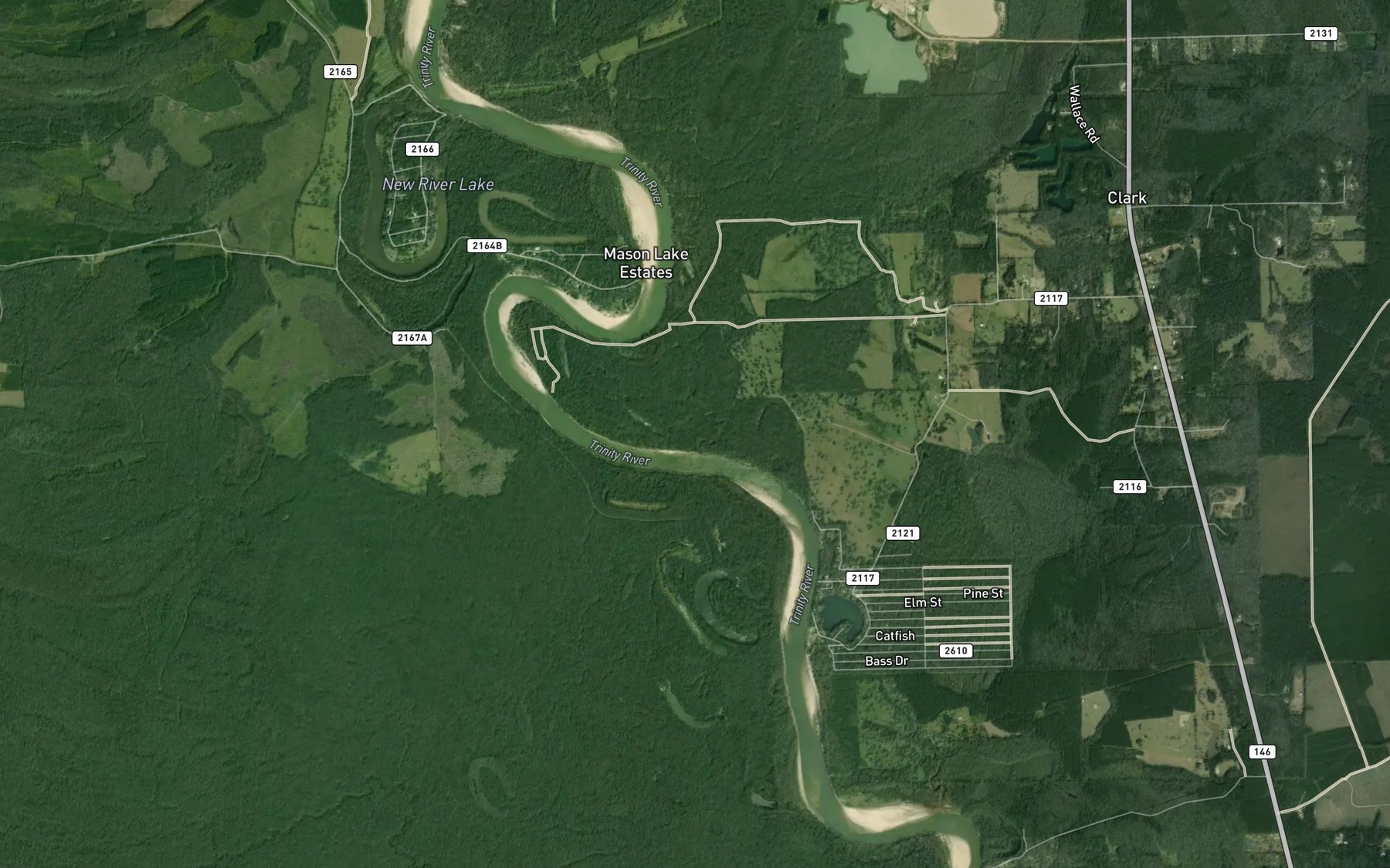 Satellite map of the Fields Bayou