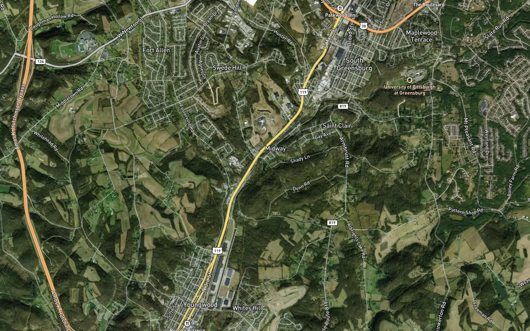 Satellite map of the McMurrays Lake