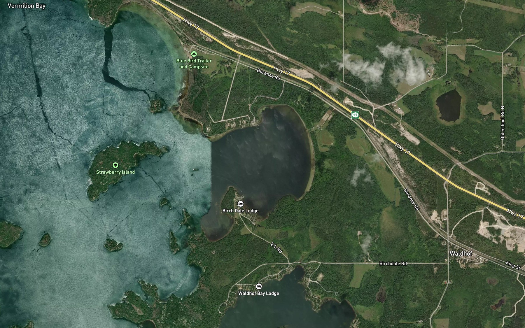 Satellite map of the Myer's Bay