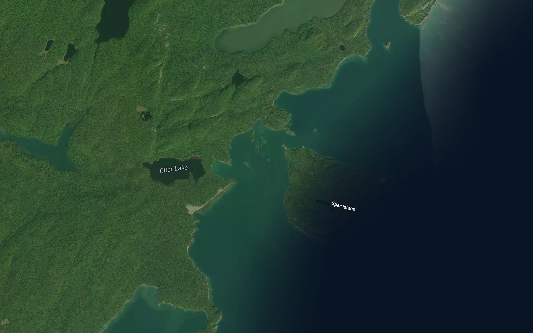Satellite map of the Owen Channel