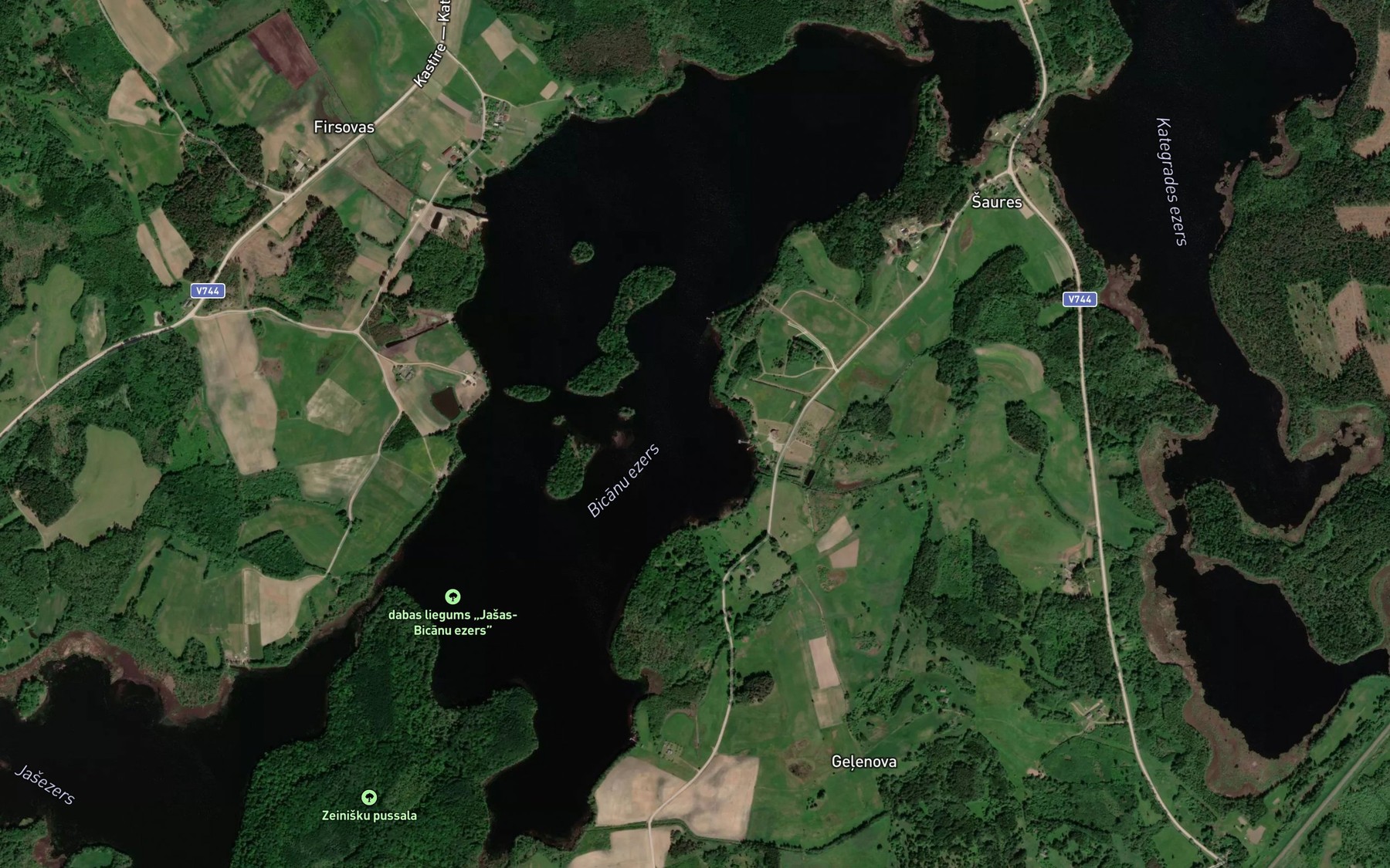 Satellite map of the Bicanu Ezers
