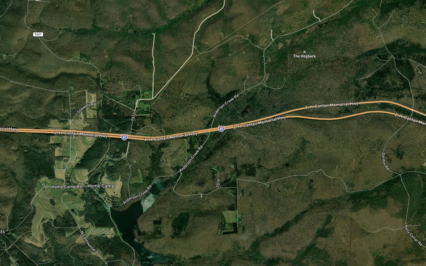 Satellite map of the Blanchard Run