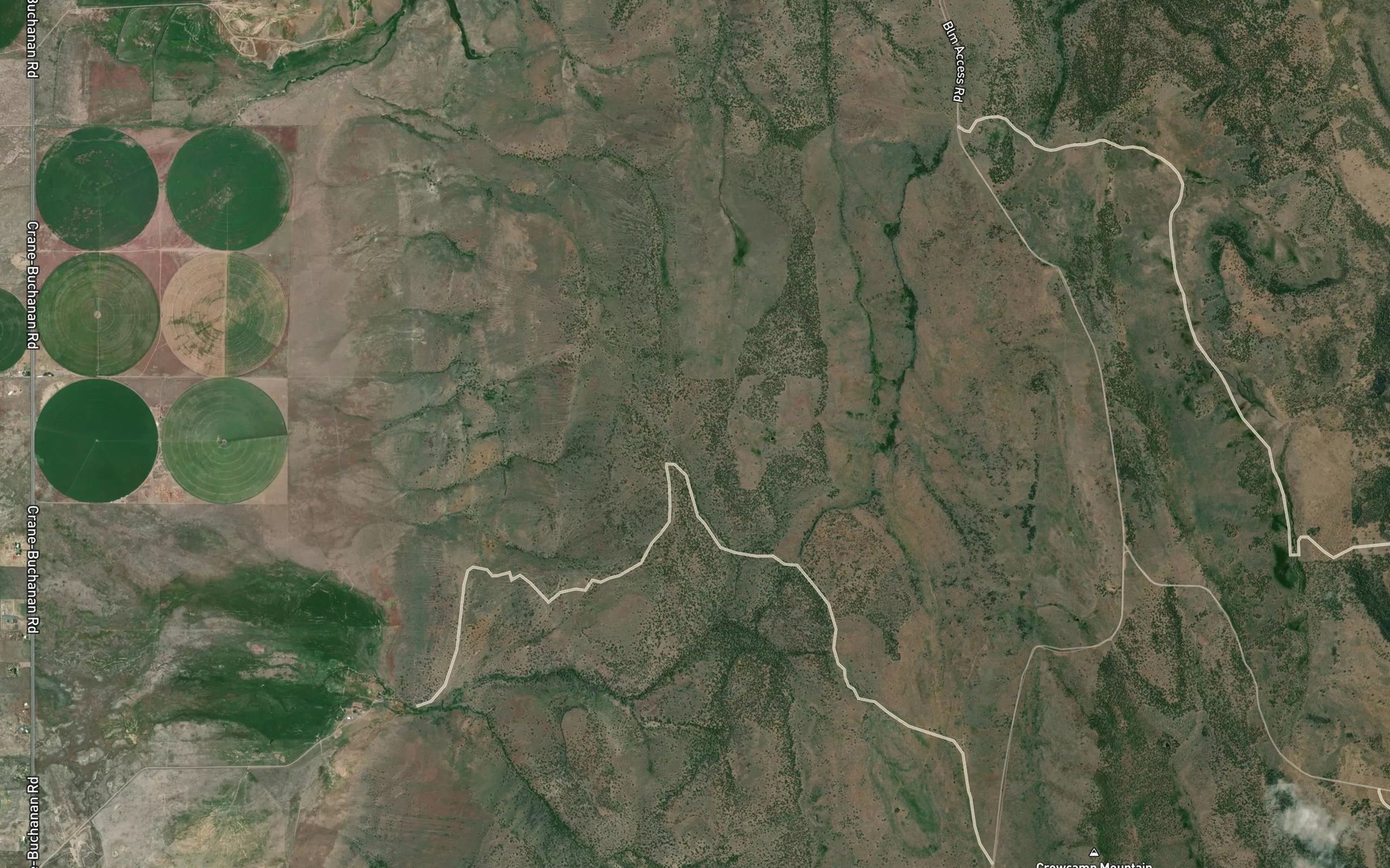 Satellite map of the Big Spring Reservoir