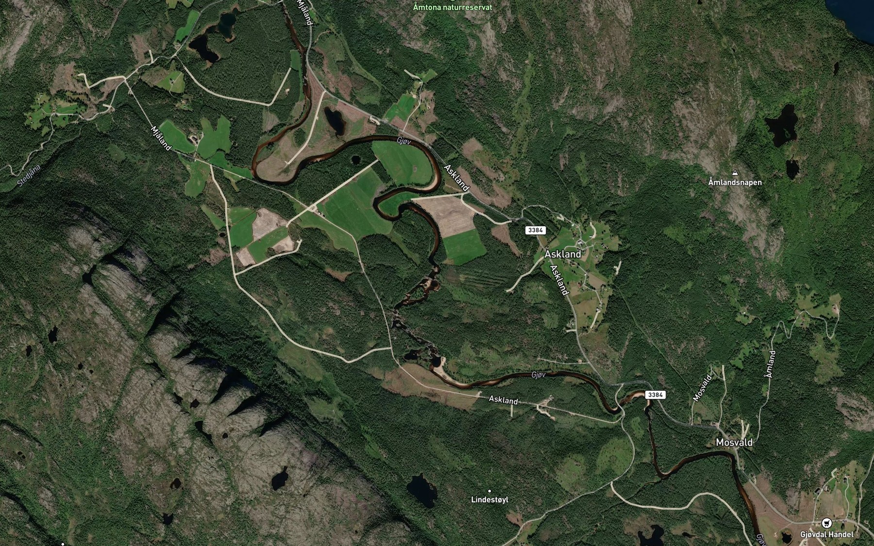 Satellite map of the Asgjaerdsnesfossane