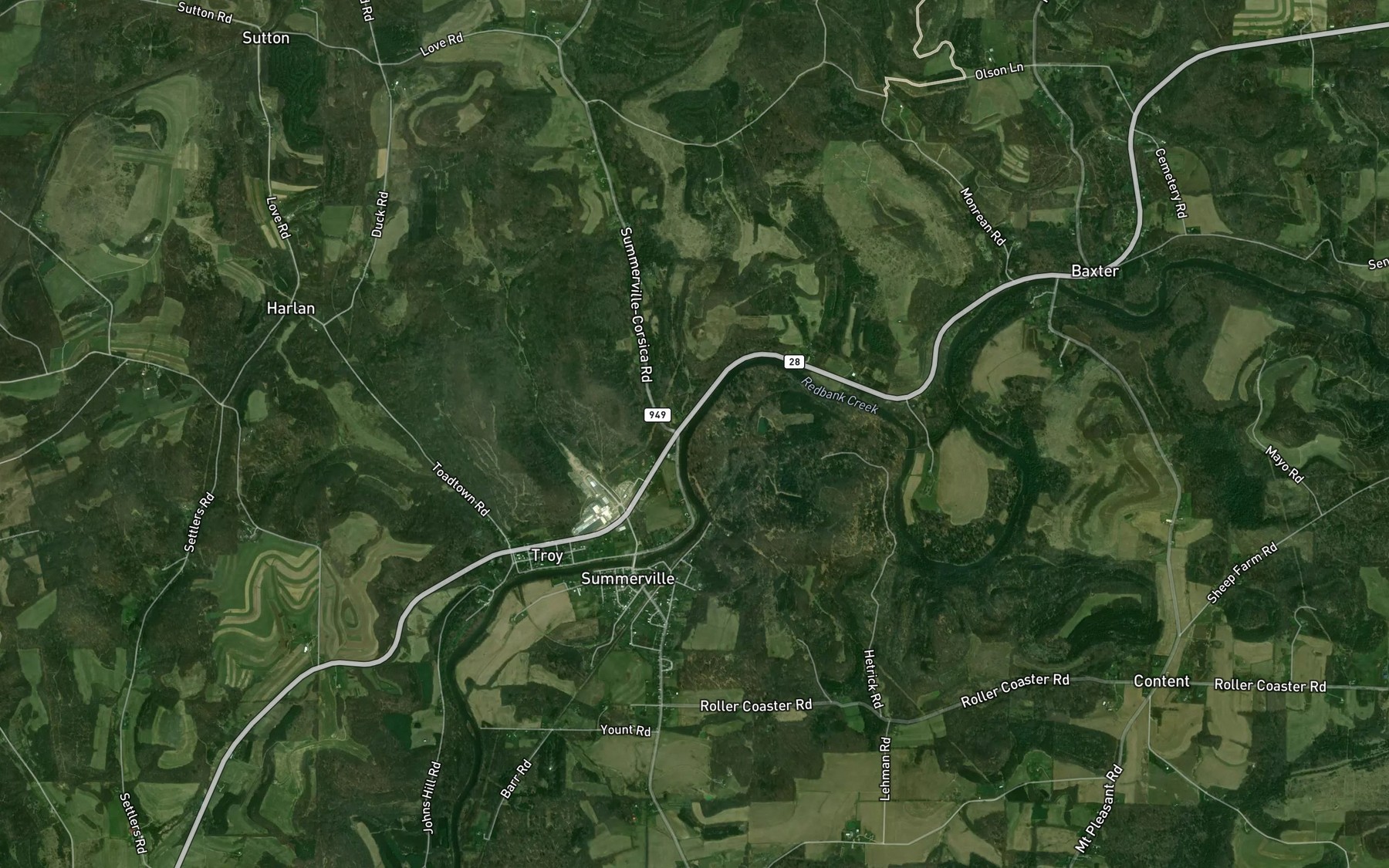 Satellite map of the Welch Run