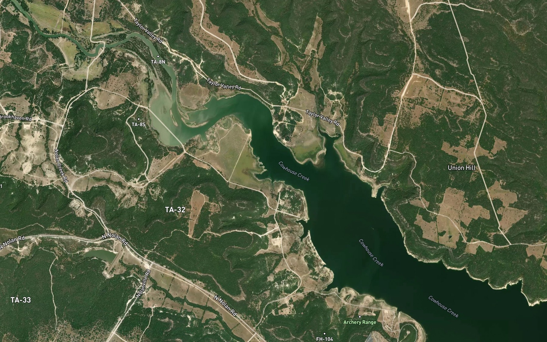 Satellite map of the Cowhouse Creek