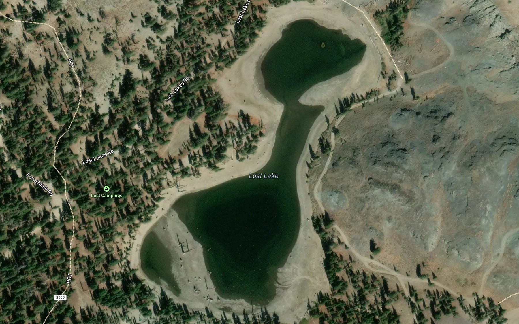 Satellite map of the Lost Lakes