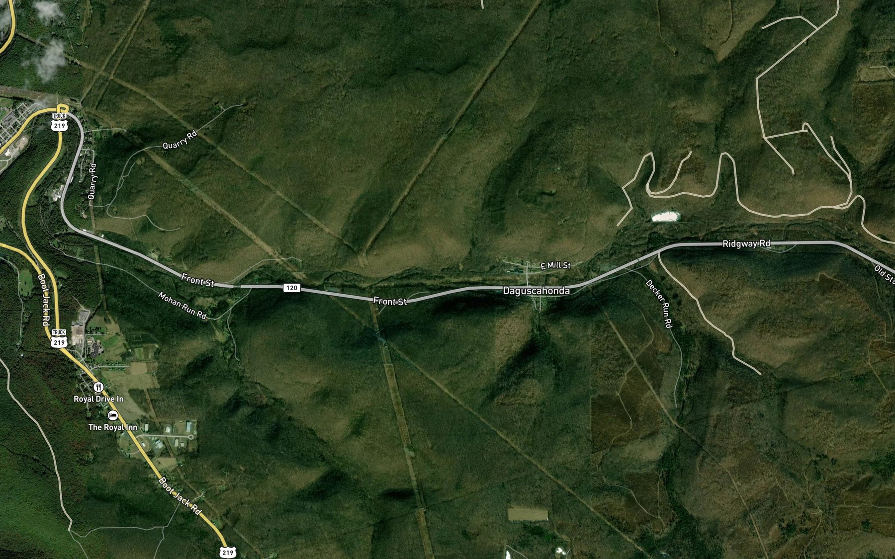 Satellite map of the Rocky Run