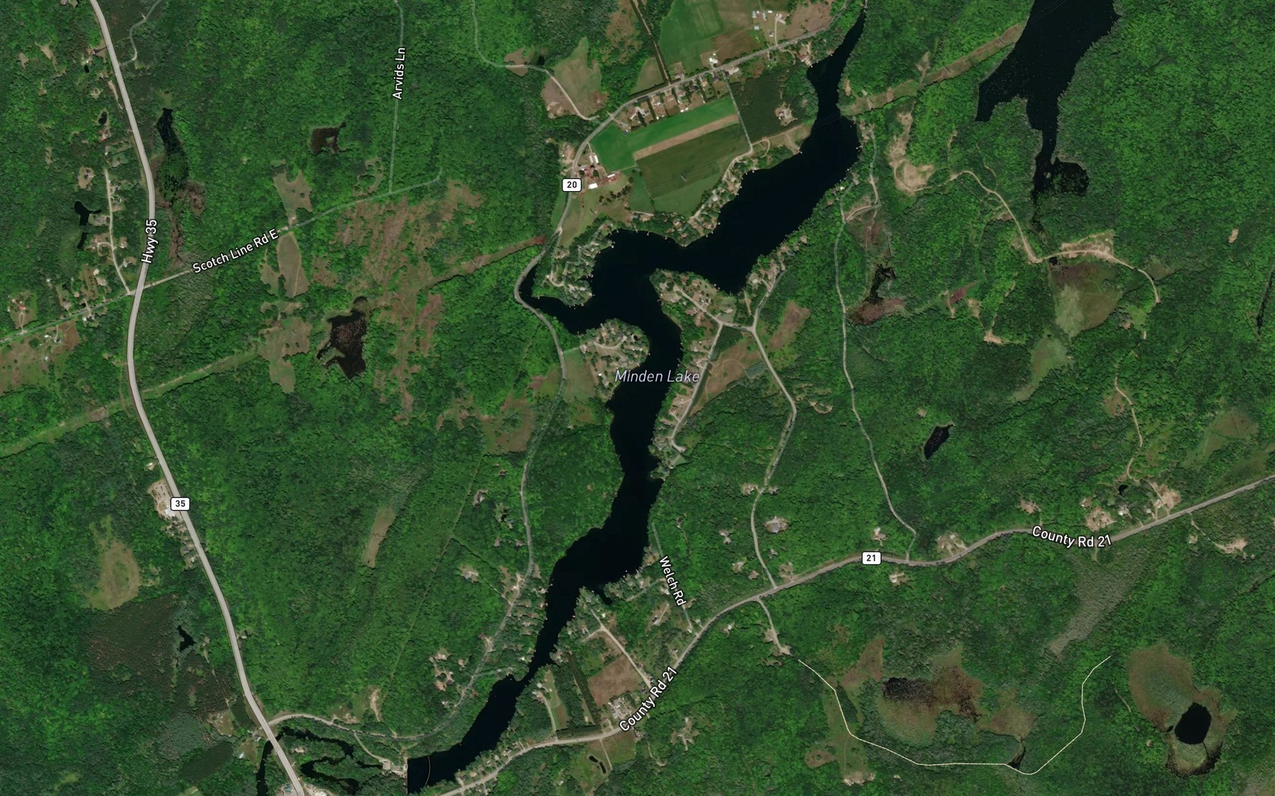 Satellite map of the Minden Lake