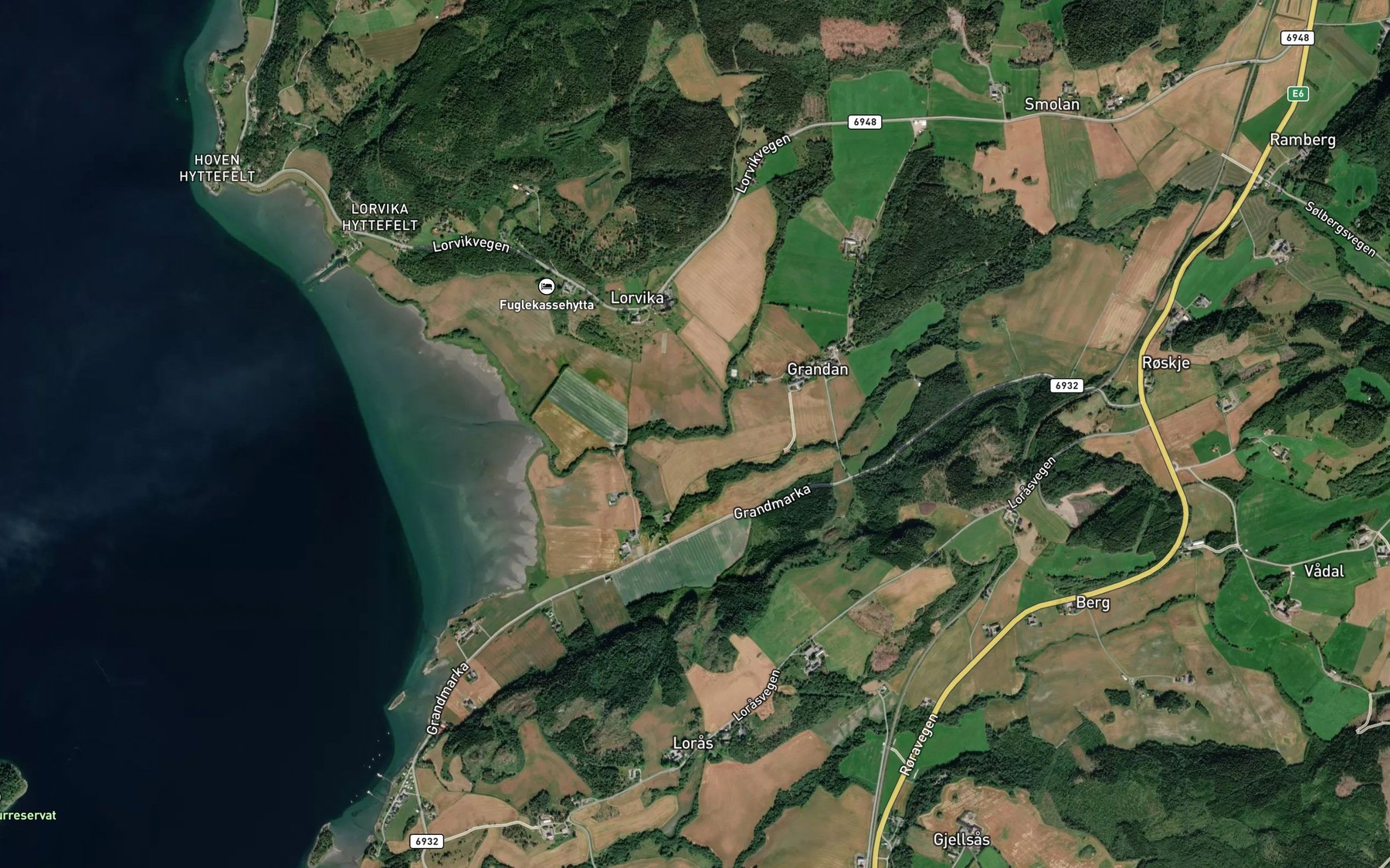 Satellite map of the Lorvikelva
