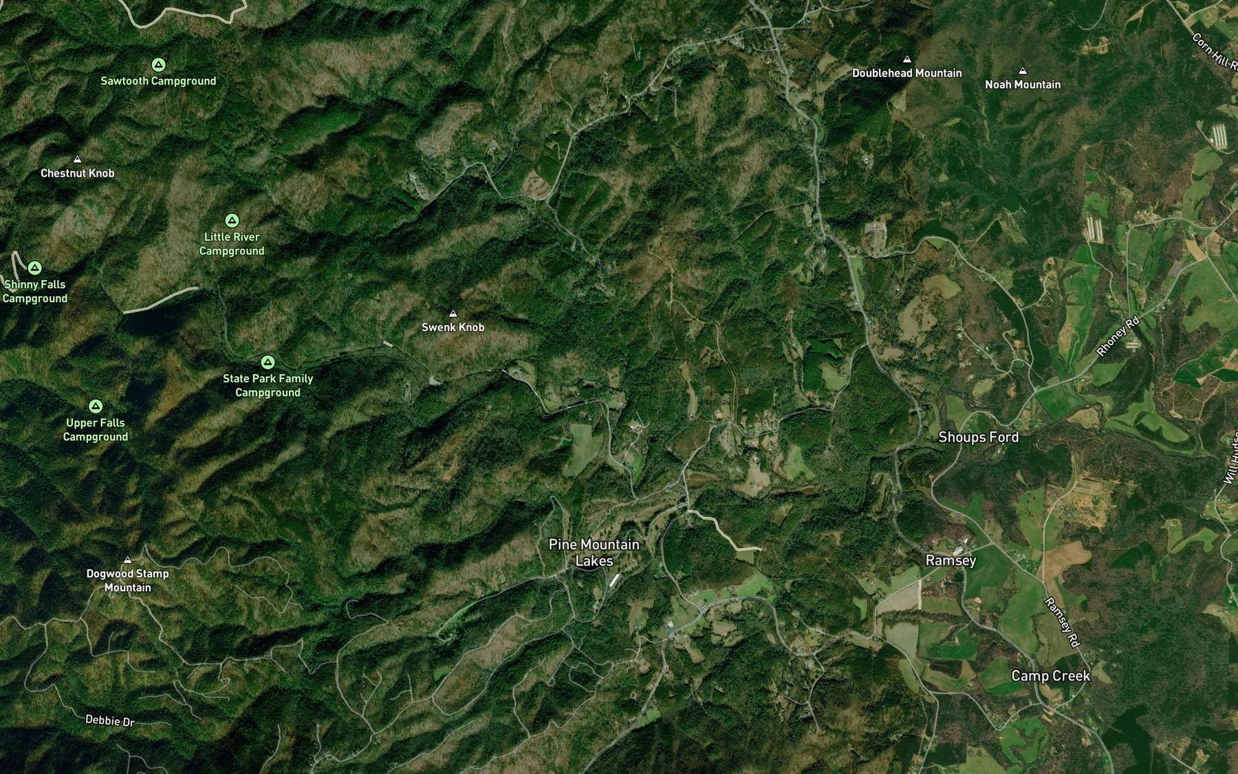 Satellite map of the Little River