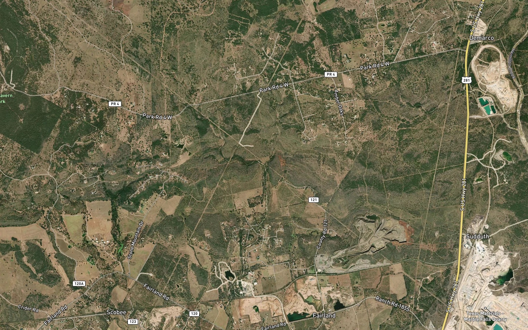 Satellite map of the Mud Spring Creek