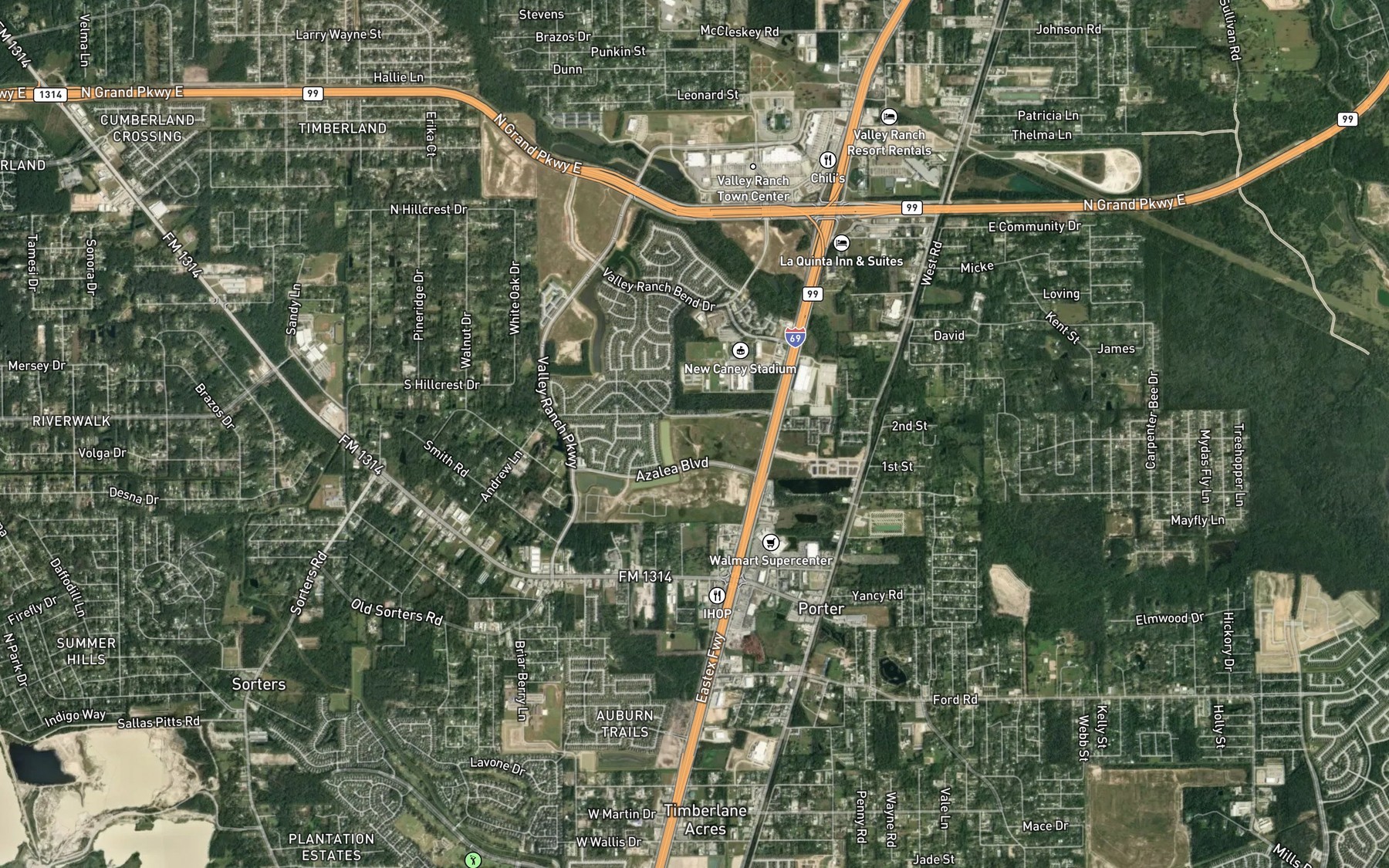 Satellite map of the Perkins Pond